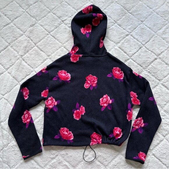 Victoria's Secret PINK | Black & Red Flower Crop Hoodie | Size Small - Picture 4 of 9
